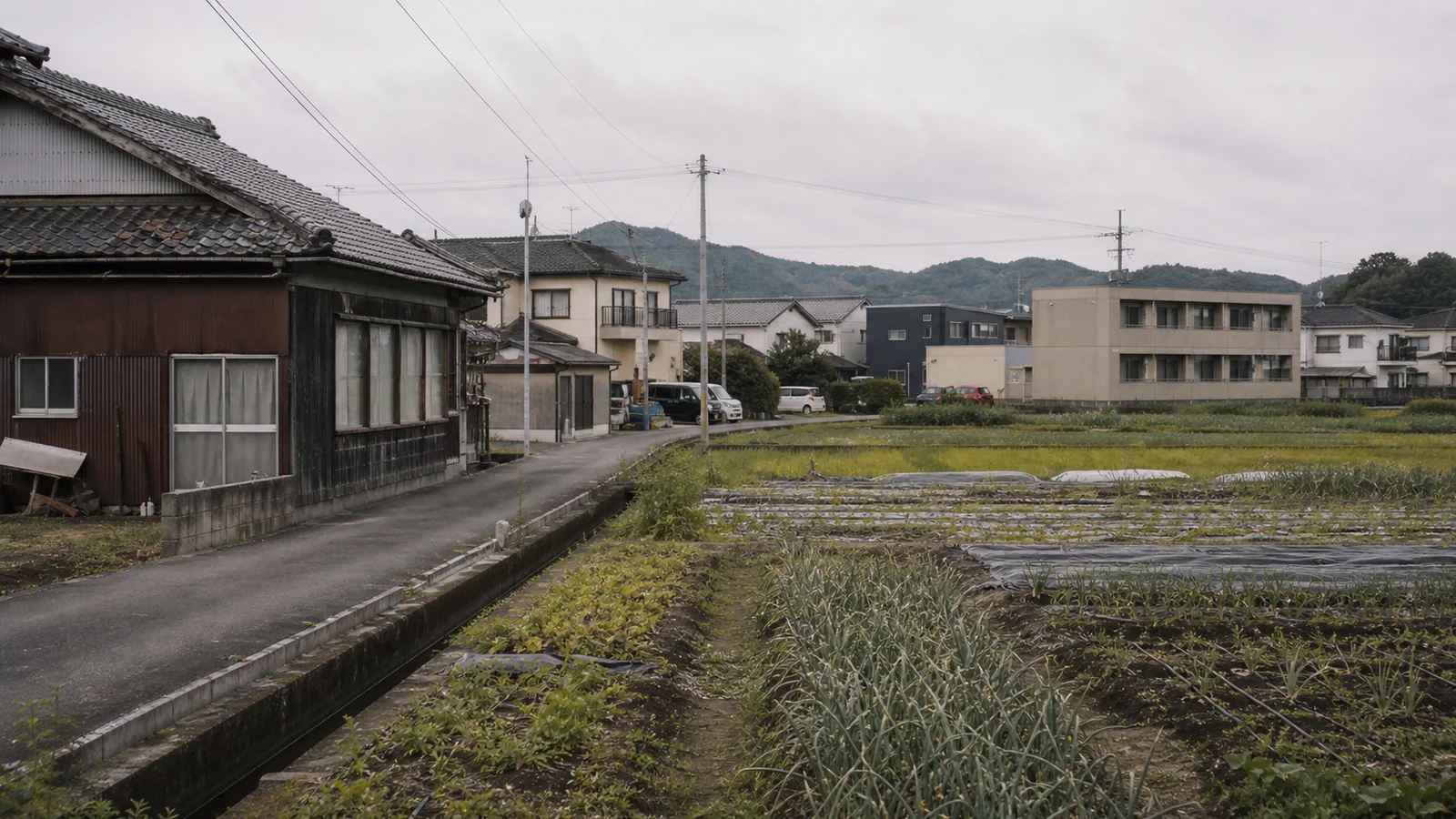 農地と住宅が隣接する地方の風景